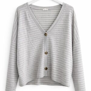 Maurice’s Grey Stripe 3/4 Sleeve Button Up Cardigan – M